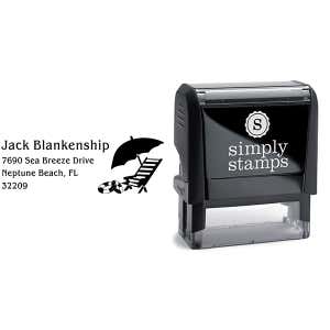 Beach Chair Umbrella Return Address Stamp Body and Design