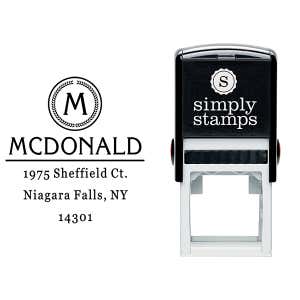 McDonald Monogram Return Address Stamp Body and Design