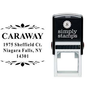 Caraway Leaf Deco Return Address Stamp Body and Design
