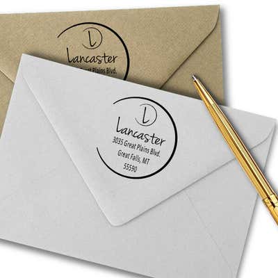 Lancaster Monogram Open Circle Address Stamp - alternate view