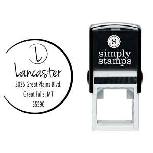 Lancaster Monogram Open Circle Address Stamp Body and Design