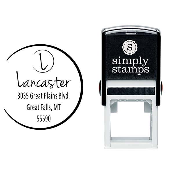 Lancaster Monogram Open Circle Address Stamp Body and Design