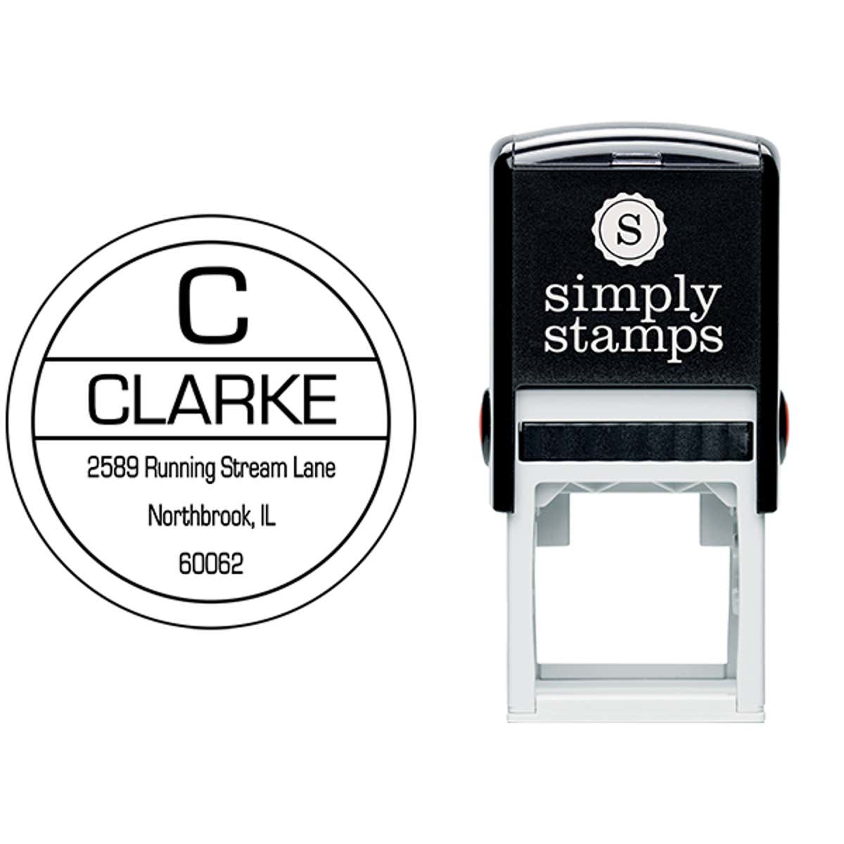 Clarke Initial Border Address Stamp Body and Design