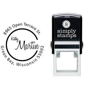 Martin Cursive Round Address Stamp Body and Design