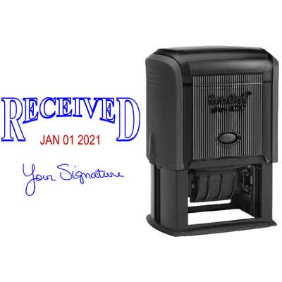 Received Date Stamp with Signature - 1.5" x 2.25" Impression Size - alternate view