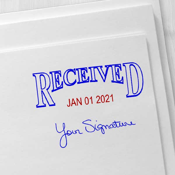 Received Signature Date Rubber Stamp - Date Bottom Imprint Example
