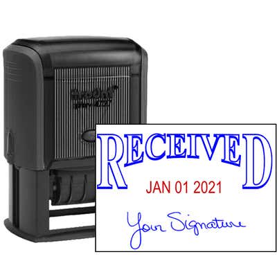 Received Signature Date Rubber Stamp - Date Bottom