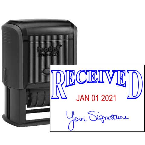 Received Date Stamp with Signature - 1.5" x 2.25" Impression Size