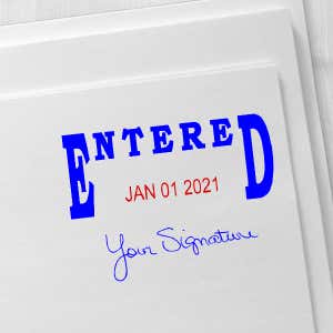 Entered Signature Date Rubber Stamp Imprint Example