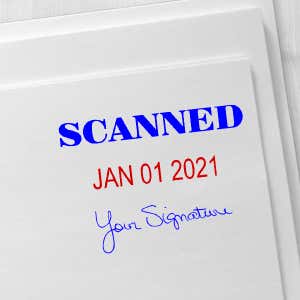 Scanned Signature Date Rubber Stamp Imprint Example