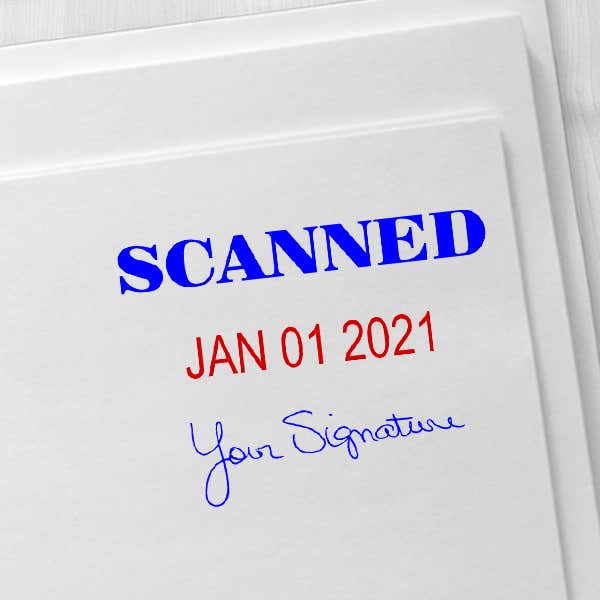 Scanned Signature Date Rubber Stamp Imprint Example