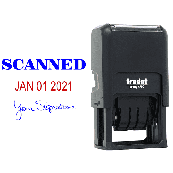 Scanned Signature Date Rubber Stamp Body and Design