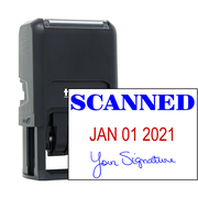 Scanned Signature Date Rubber Stamp, Customizable with Date at Bottom, 1.5" x 2.25" Impression Size