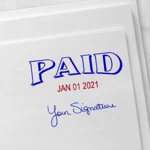 Paid Signature Date Rubber Stamp Imprint Example