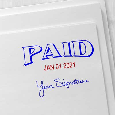 Paid Stamp with Date and Custom Signature, 1.5" x 2.25" Impression Size - alternate view