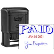 Paid Stamp with Date and Custom Signature, 1.5" x 2.25" Impression Size