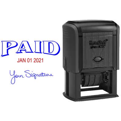 Paid Stamp with Date and Custom Signature, 1.5" x 2.25" Impression Size - alternate view