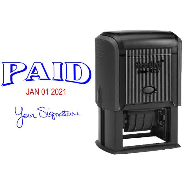 Paid Signature Date Rubber Stamp Body and Design