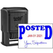 Posted Signature Date Rubber Stamp, Customizable with Date at Bottom, 1.5" x 2.25" Impression Size