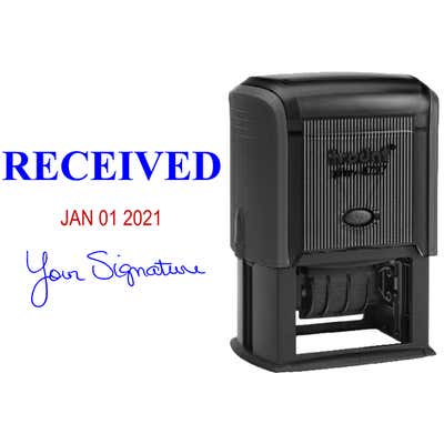 Received Stamp with Signature and Date, Customizable, 1.5" x 2.25" Impression Size - alternate view