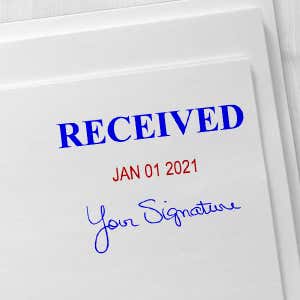 RECEIVED With Your Signature Date Stamp Imprint Example