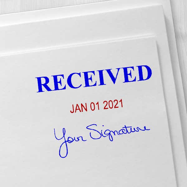 RECEIVED With Your Signature Date Stamp Imprint Example