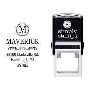 Maverick Monogram Address Stamp Body and Design