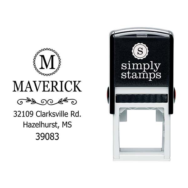 Maverick Monogram Address Stamp Body and Design