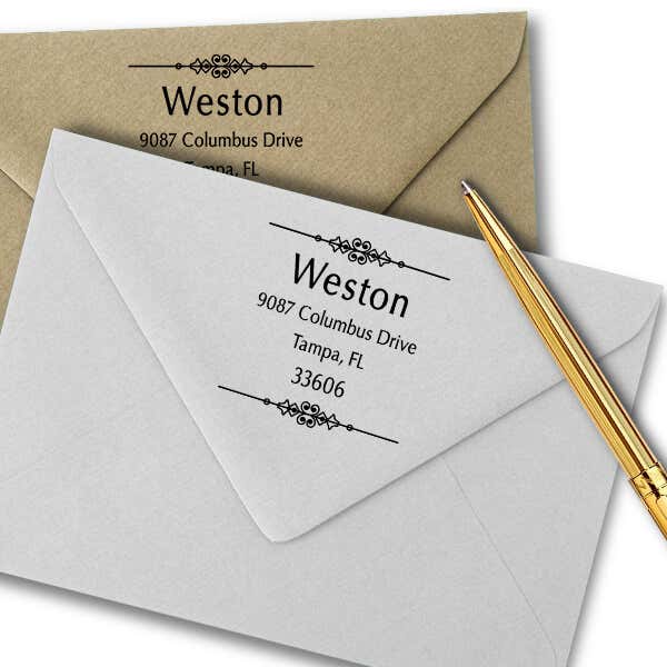 Weston Vintage Address Stamp Imprint Example