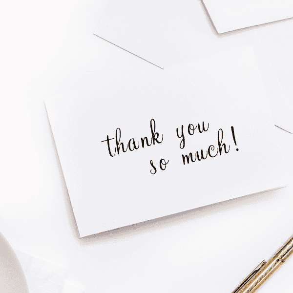 Thank You So Much Handwritten Rubber Stamp Imprint Example