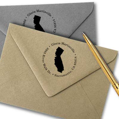 California Round Address Stamp - alternate view