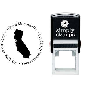 California Round Address Stamp Body and Design
