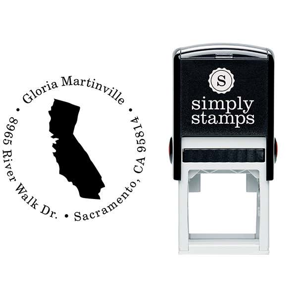 California Round Address Stamp Body and Design