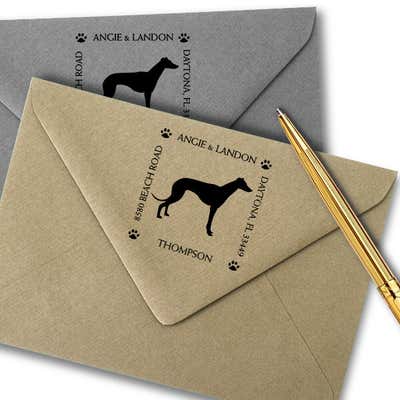 Greyhound Pet Lover Dog Address Stamp - alternate view