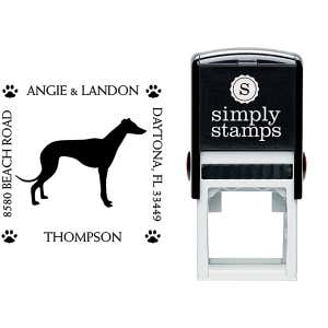 Greyhound Pet Lover Dog Address Stamp Body and Design