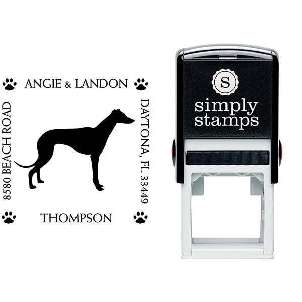 Greyhound Pet Lover Dog Address Stamp Body and Design