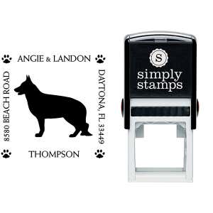 German Shepherd Pet Lover Dog Address Stamp Body and Design