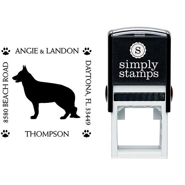 German Shepherd Pet Lover Dog Address Stamp Body and Design
