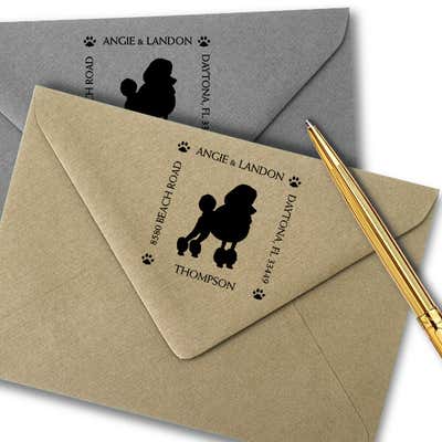 Poodle Pet Lover Dog Address Stamp - alternate view