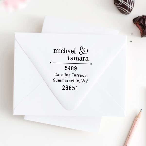 Line Dots Return Address Stamp Imprint Example