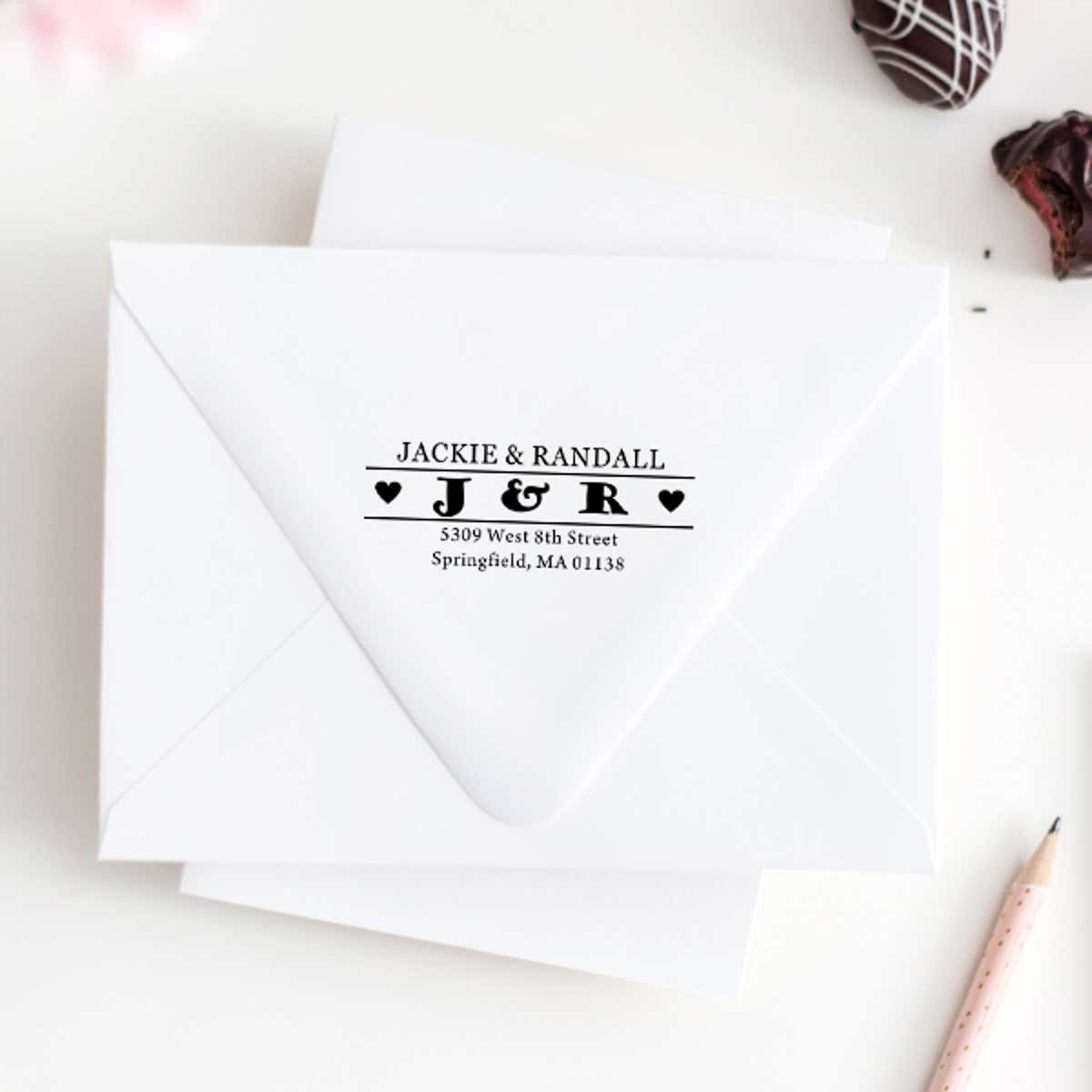 Heart Sided Return Address Stamp Imprint Example