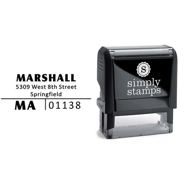 Split Line Return Address Stamp Body and Design