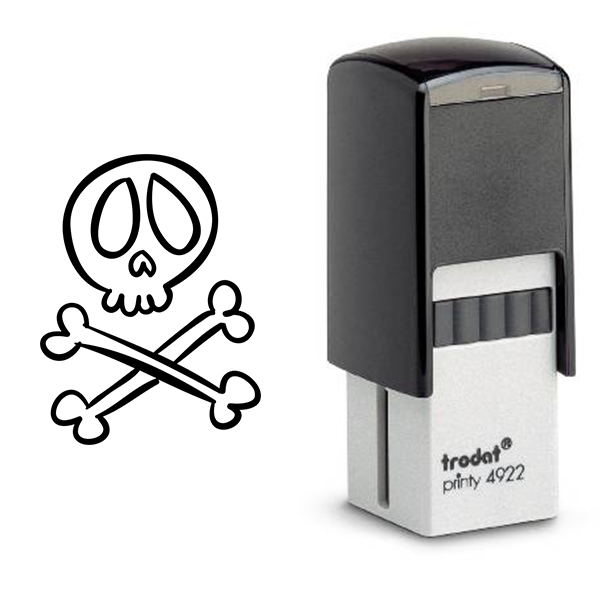 Skull and Crossbones Halloween Craft Rubber Stamp Body and Design