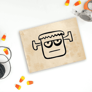 Frankenstein Monster Halloween Craft Rubber Stamp Imprint Example