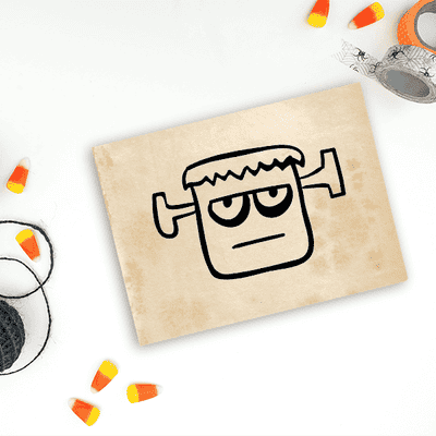 Frankenstein Monster Halloween Craft Rubber Stamp - alternate view