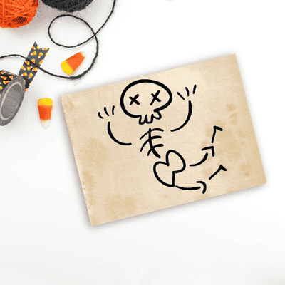 Jazz Hands Bones Halloween Craft Rubber Stamp - alternate view