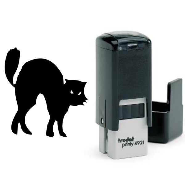 Black Cat Halloween Craft Rubber Stamp Body and Design