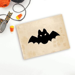Short Fat Bat Halloween Craft Rubber Stamp Imprint Example