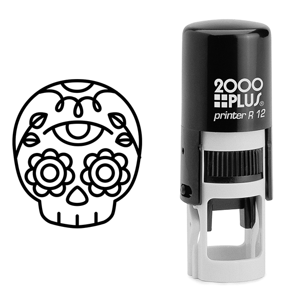 Skull Candy Flower Halloween Craft Rubber Stamp Body and Design