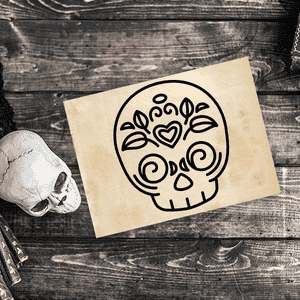 Skull Candy Heart Halloween Craft Rubber Stamp Imprint Example